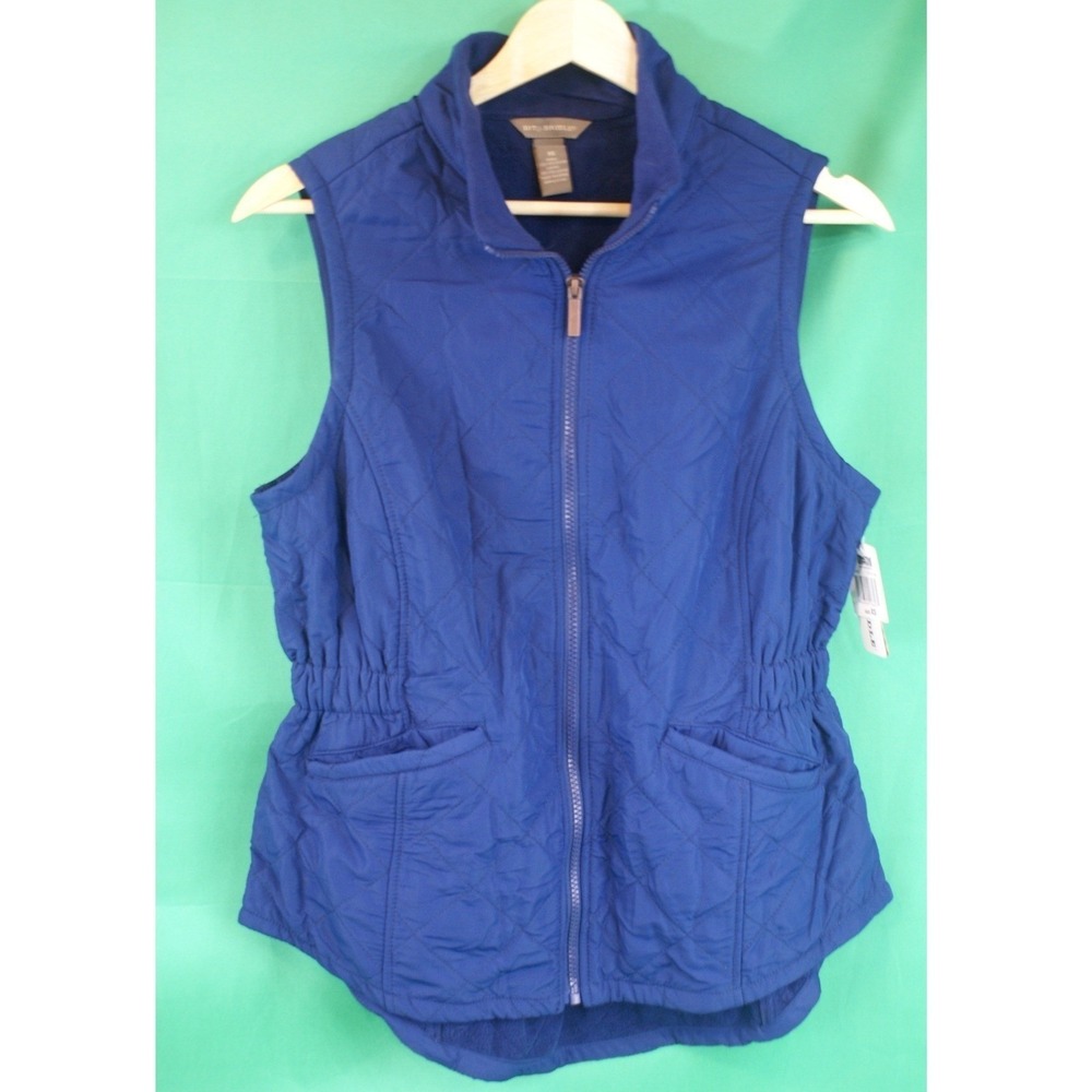 Bit & Bridle Womens Blue Quilted Zip Up Vest Cinched Waist XS New Western Ranch - Picture 3 of 11